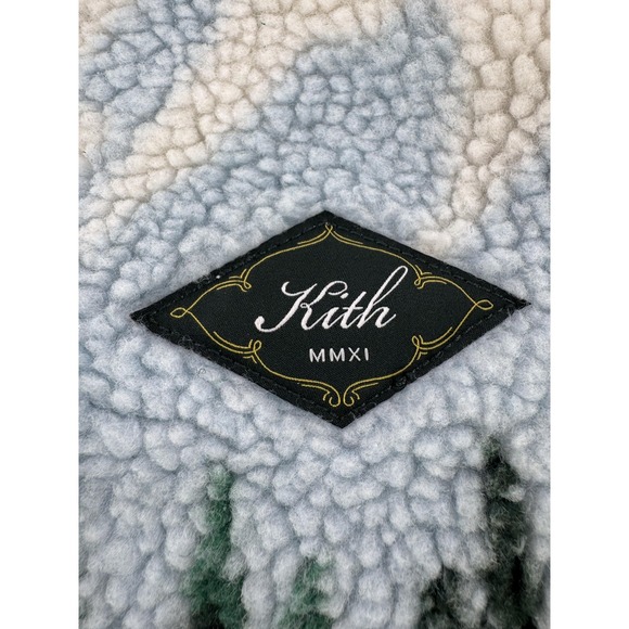 Kith Sherpa Fleece Jacket Men Medium Pinehurst Landscape Full Zip Forest Larimar - Picture 3 of 11